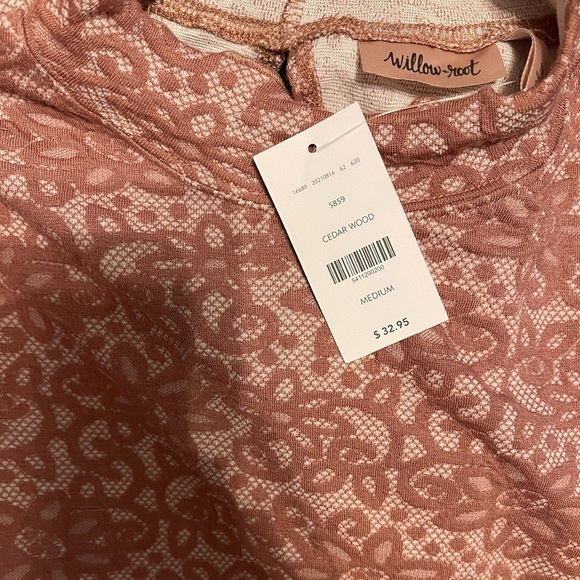 Buckle Spring Floral Long Sleeve Lettuce Trim Textured Mauve Top Women’s Medium - Picture 6 of 7